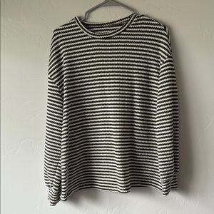 Maternity Green and White Long Sleeve Striped Tee